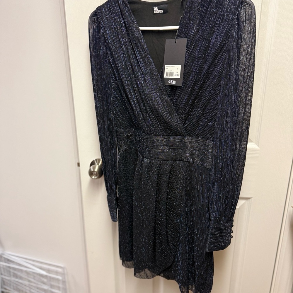 The Kooples Black Shimmer Midi Dress
